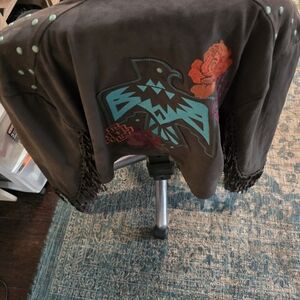 Ariat Brown Bomber Jacket with Teal and Red Accents